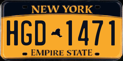 NY license plate HGD1471