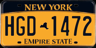 NY license plate HGD1472