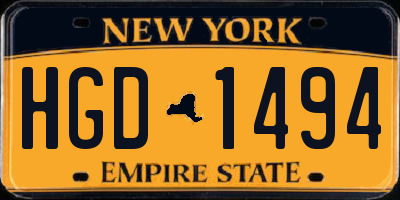 NY license plate HGD1494