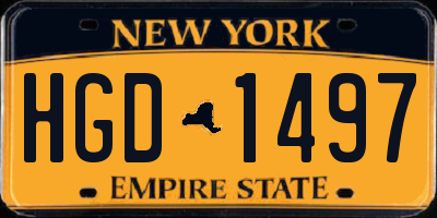 NY license plate HGD1497