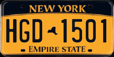 NY license plate HGD1501