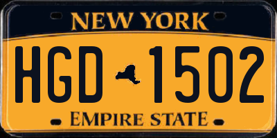 NY license plate HGD1502