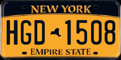 NY license plate HGD1508