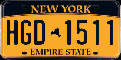 NY license plate HGD1511