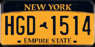 NY license plate HGD1514