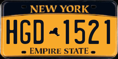 NY license plate HGD1521