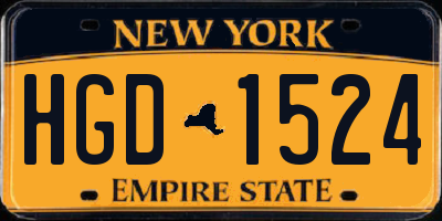 NY license plate HGD1524