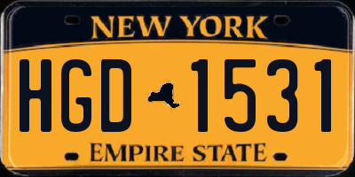 NY license plate HGD1531