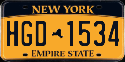 NY license plate HGD1534