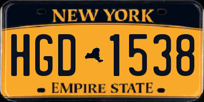 NY license plate HGD1538