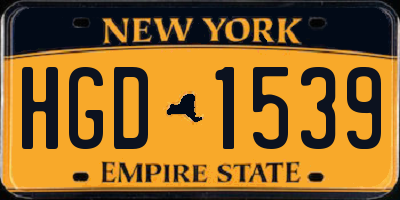 NY license plate HGD1539