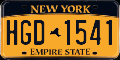 NY license plate HGD1541