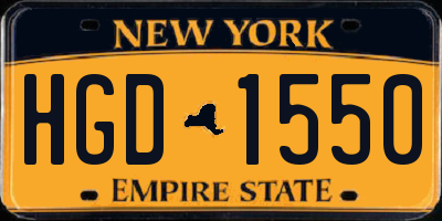 NY license plate HGD1550