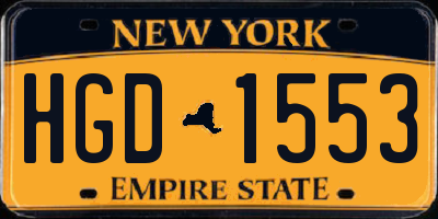 NY license plate HGD1553