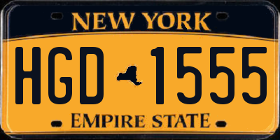 NY license plate HGD1555