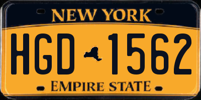 NY license plate HGD1562