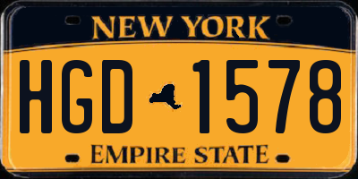 NY license plate HGD1578