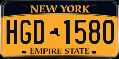 NY license plate HGD1580