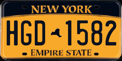 NY license plate HGD1582