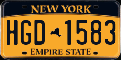 NY license plate HGD1583