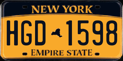 NY license plate HGD1598