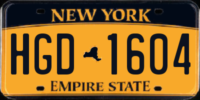 NY license plate HGD1604