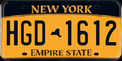 NY license plate HGD1612