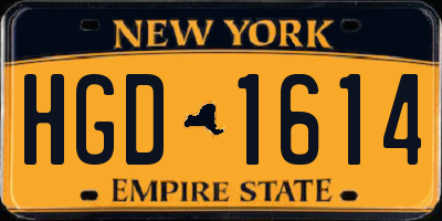 NY license plate HGD1614