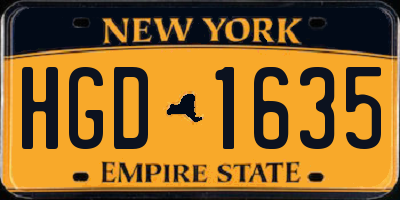 NY license plate HGD1635