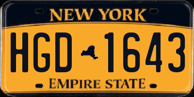 NY license plate HGD1643