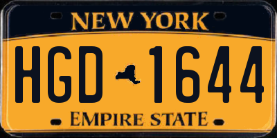 NY license plate HGD1644