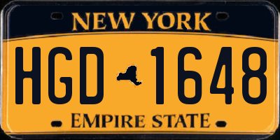 NY license plate HGD1648