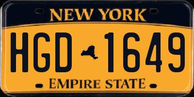 NY license plate HGD1649
