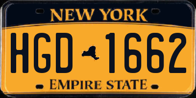 NY license plate HGD1662