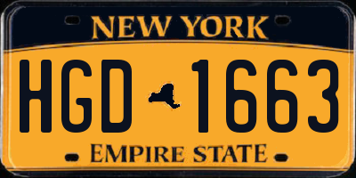 NY license plate HGD1663