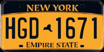 NY license plate HGD1671