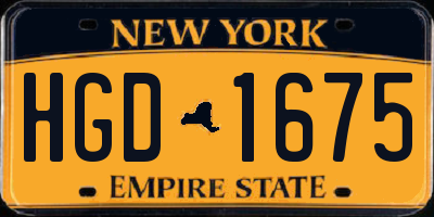 NY license plate HGD1675