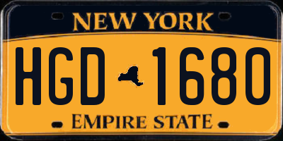 NY license plate HGD1680