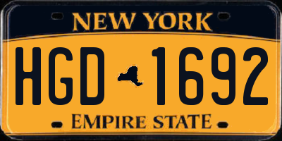 NY license plate HGD1692