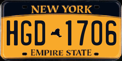 NY license plate HGD1706