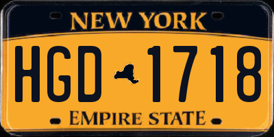 NY license plate HGD1718