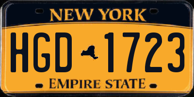 NY license plate HGD1723
