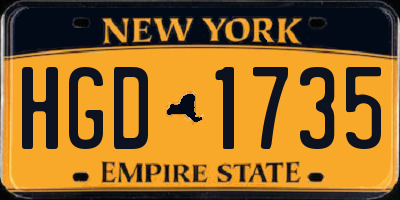 NY license plate HGD1735