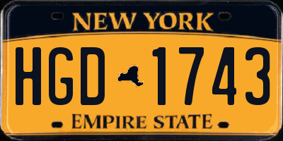 NY license plate HGD1743