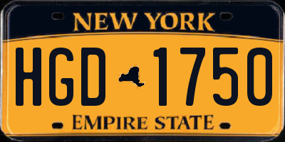 NY license plate HGD1750