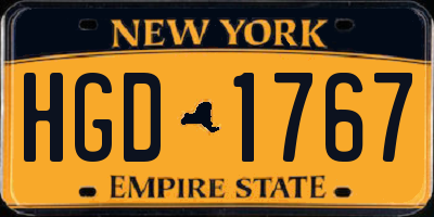 NY license plate HGD1767
