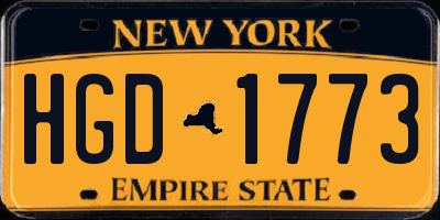 NY license plate HGD1773