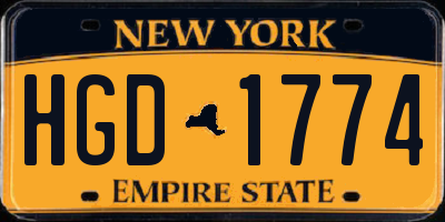 NY license plate HGD1774