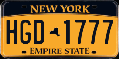 NY license plate HGD1777