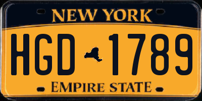 NY license plate HGD1789